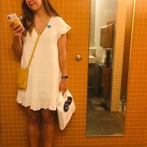 Urban Outfitters Swiss Dot White Flutter Sleeve Summer Dress - Size M